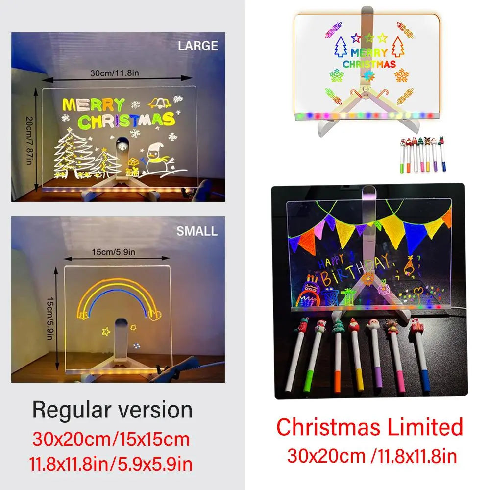 LED Light up Acrylic Message Board Home Decor, LED Lighted Erasable Drawing Board Desktop Light with 7 Pen, Drawing Board, Bar Advertising Boards, LED Board, Led Signs, Creative Led Lighting, Glowing Led Lights