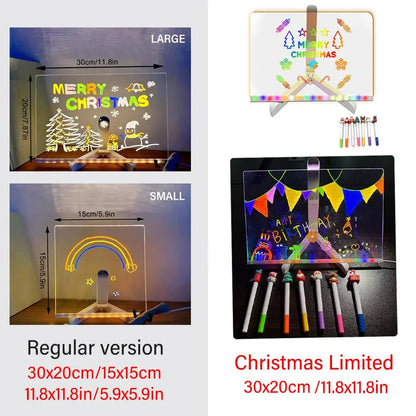 LED Light up Acrylic Message Board Home Decor, LED Lighted Erasable Drawing Board Desktop Light with 7 Pen, Drawing Board, Bar Advertising Boards, LED Board, Led Signs, Creative Led Lighting, Glowing Led Lights
