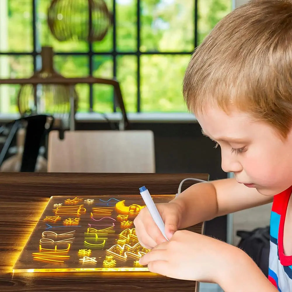 LED Light up Acrylic Message Board Home Decor, LED Lighted Erasable Drawing Board Desktop Light with 7 Pen, Drawing Board, Bar Advertising Boards, LED Board, Led Signs, Creative Led Lighting, Glowing Led Lights