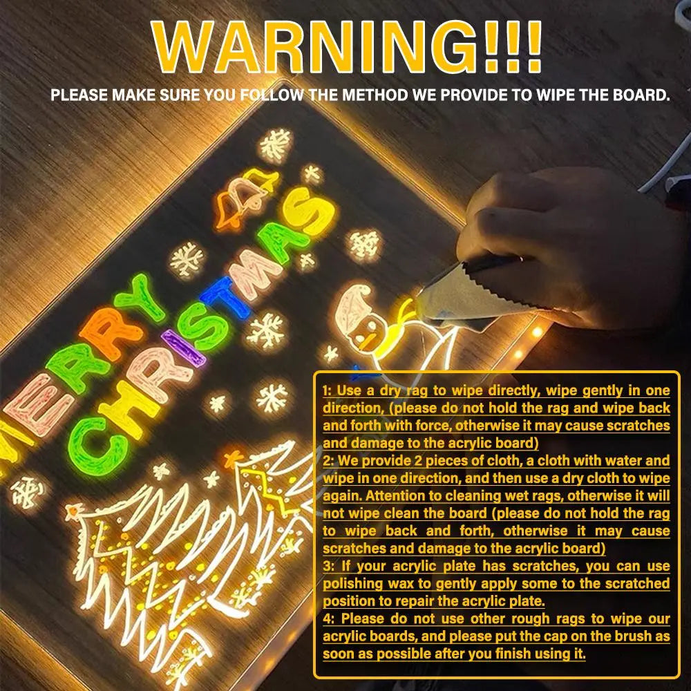 LED Light up Acrylic Message Board Home Decor, LED Lighted Erasable Drawing Board Desktop Light with 7 Pen, Drawing Board, Bar Advertising Boards, LED Board, Led Signs, Creative Led Lighting, Glowing Led Lights