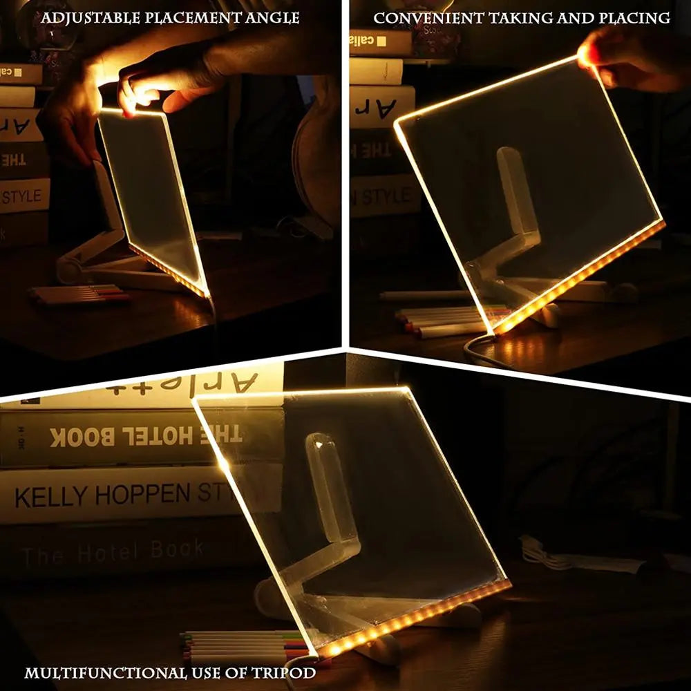 LED Light up Acrylic Message Board Home Decor, LED Lighted Erasable Drawing Board Desktop Light with 7 Pen, Drawing Board, Bar Advertising Boards, LED Board, Led Signs, Creative Led Lighting, Glowing Led Lights