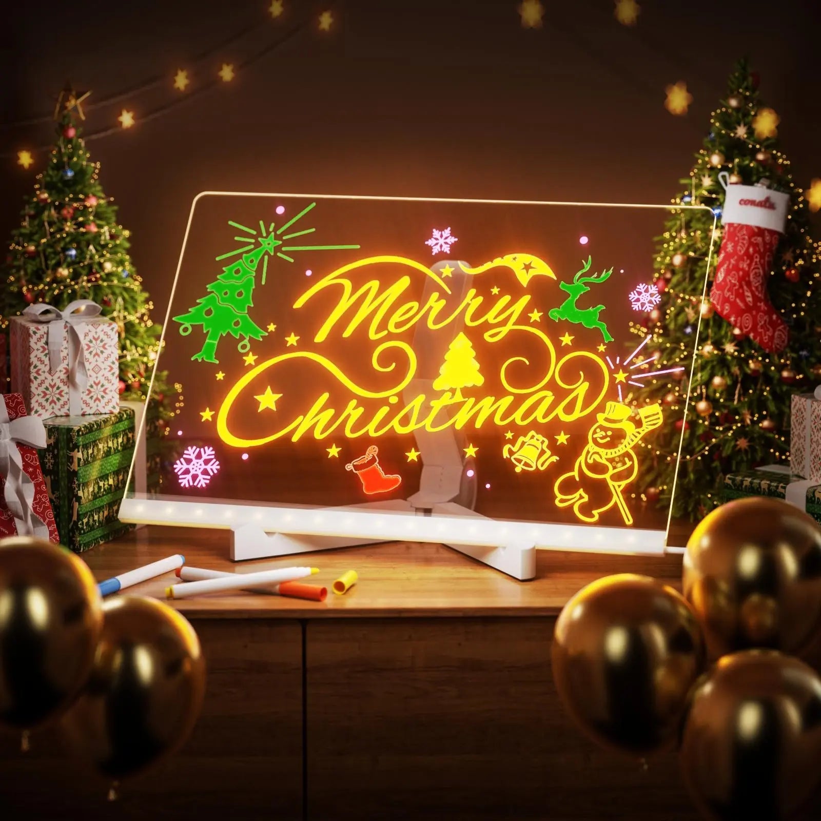 LED Light up Acrylic Message Board Home Decor, LED Lighted Erasable Drawing Board Desktop Light with 7 Pen, Drawing Board, Bar Advertising Boards, LED Board, Led Signs, Creative Led Lighting, Glowing Led Lights