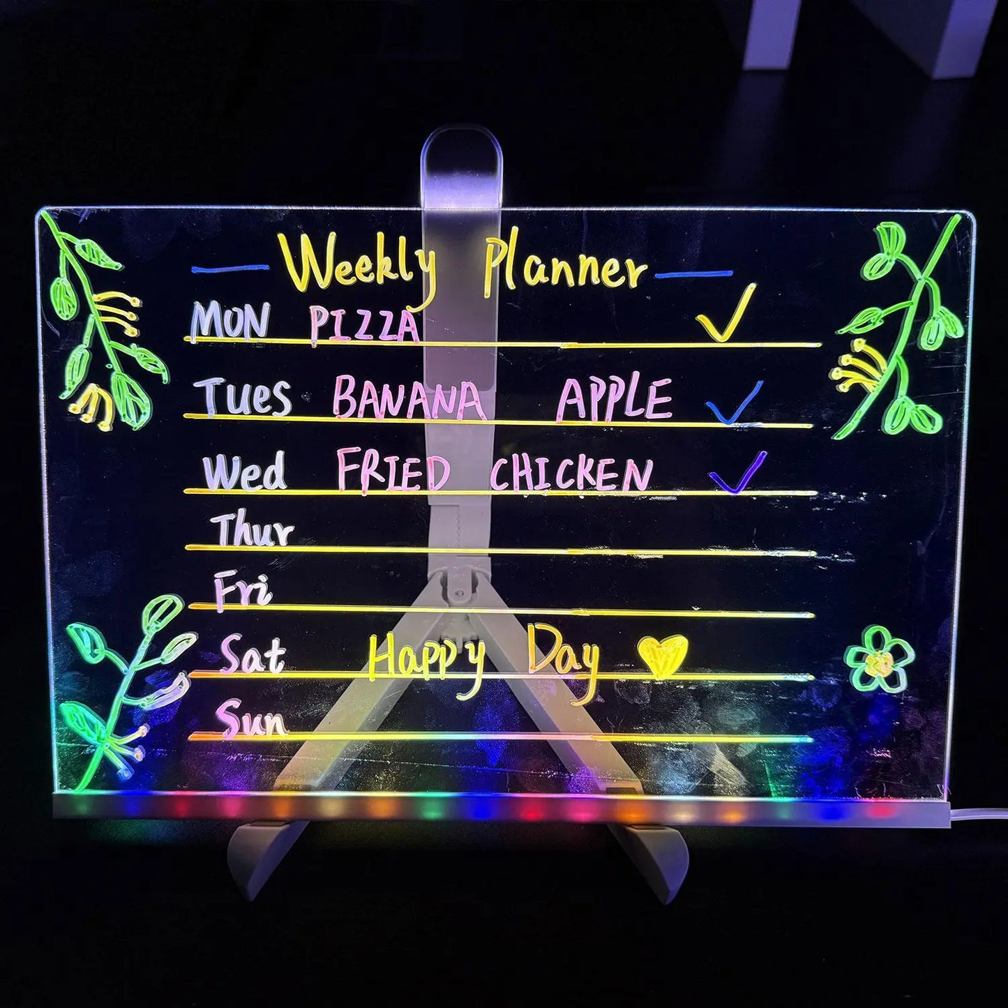 LED Light up Acrylic Message Board Home Decor, LED Lighted Erasable Drawing Board Desktop Light with 7 Pen, Drawing Board, Bar Advertising Boards, LED Board, Led Signs, Creative Led Lighting, Glowing Led Lights